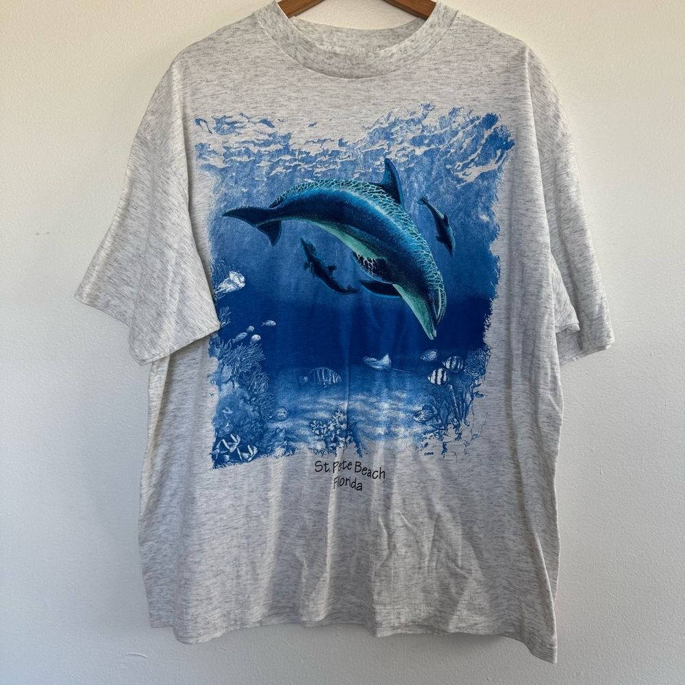 Vintage 90s Dolphin T-Shirt Mens XXL St Pete Beach Florida Single Stitch Animals